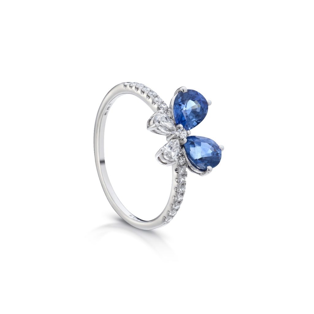 sapphire blue butterfly ring